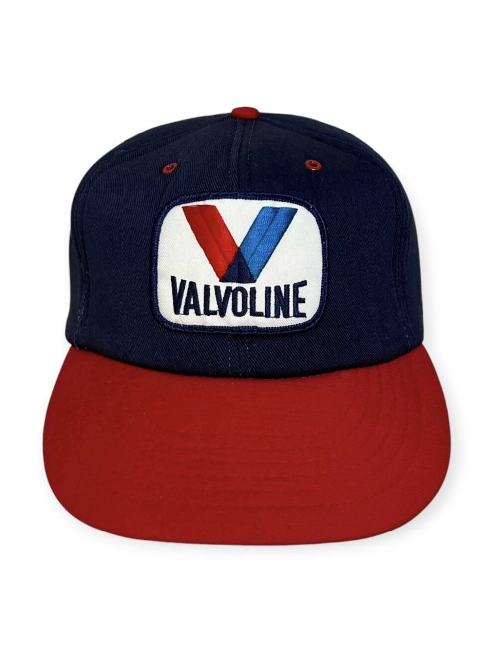 VTG Valvoline Racing Snapback Hat Patch Navy Red Made Taiwan Oil Gas Promo 1980s